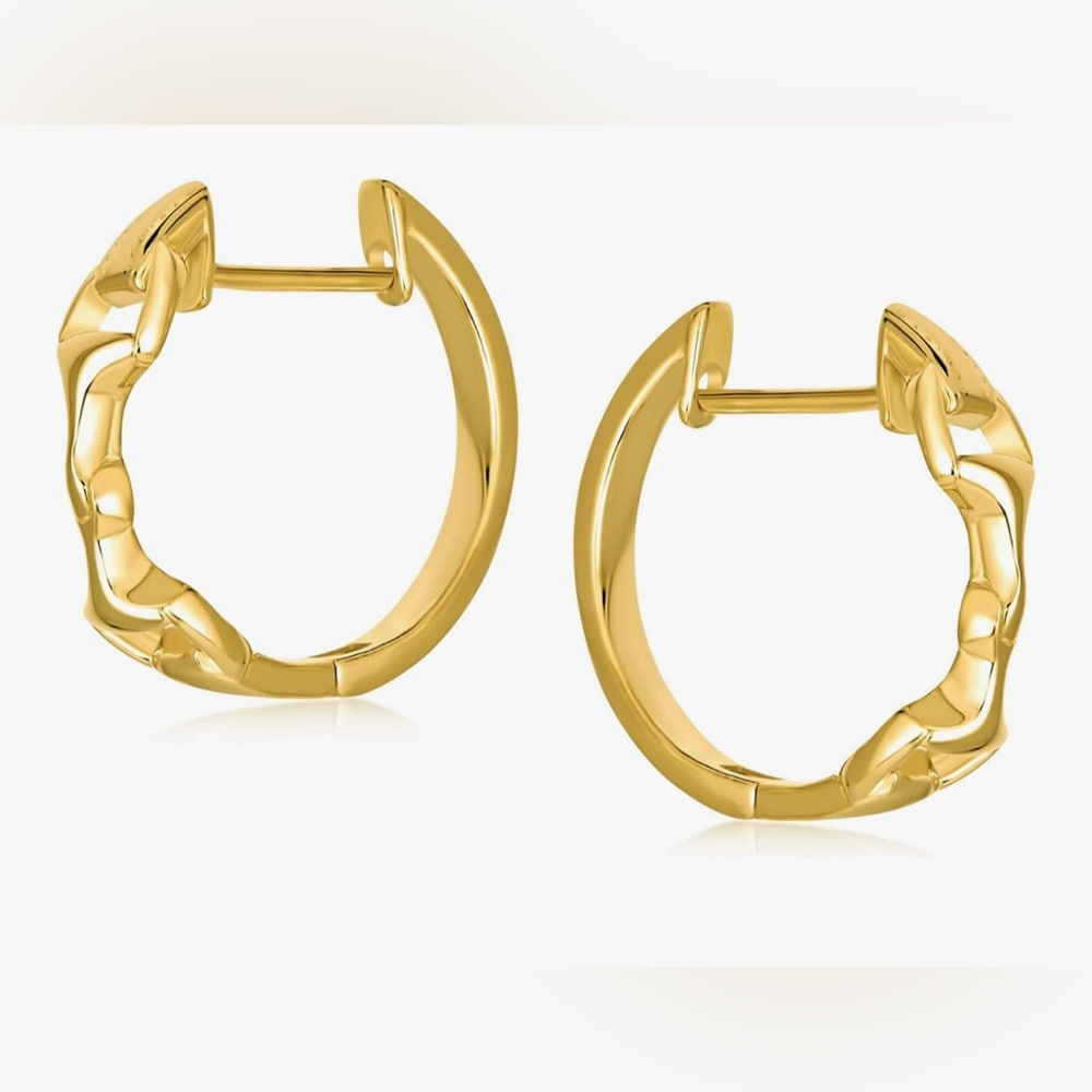 Upscale Neiman Marcus 18KT Gold Vermeil Horse Bit hoop earrings small Earrings - Picture 2 of 4